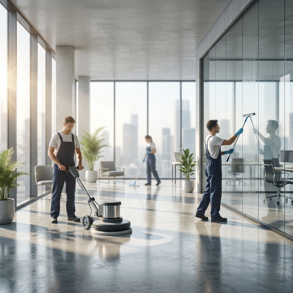 Professionelle Gebäudereinigung in Aktion