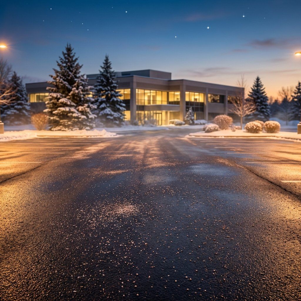 Geräumter Parkplatz im Winter
